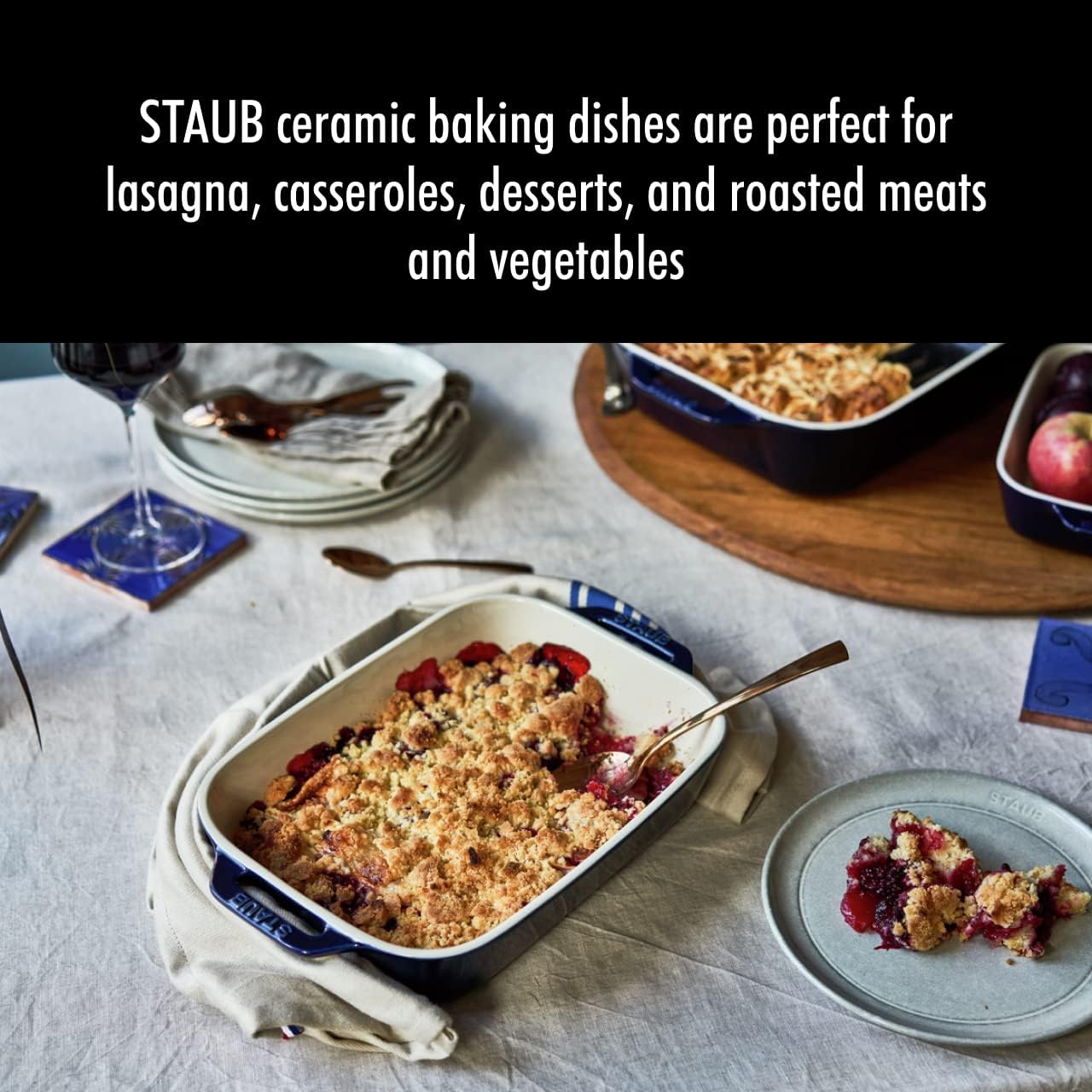 Staub Ceramic 2-pc Rectangular Baking Dish Set - Dark Blue